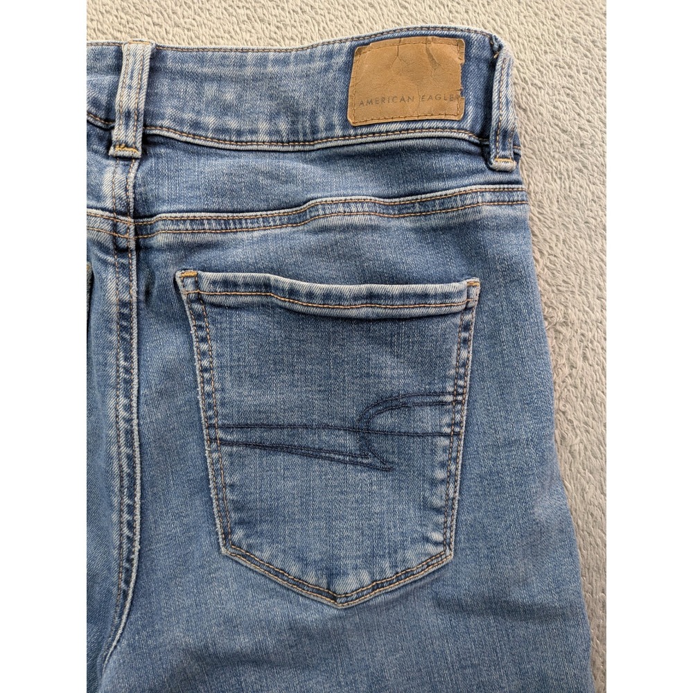 American Eagle Hi-Rise Artist Flare Jeans Medium Wash Blue Super Stretch 26x31